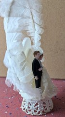 Vintage MCM Bride and Groom Wedding Anniversary Cake Topper
