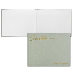 Simply Sage Wedding Guest Book for Reception Linen Sign In Book