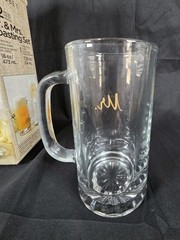 Libbey Mr & Mrs Toasting Set of 2 Glass Mug 16oz Flute 7.25oz w Box Wedding Gift
