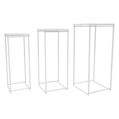 3Pcs Metal Flower Pot Holder Square Flower Vase Stand Wedding Party Decor White