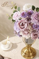 Artificial Flowers Combo Flowers Mix Silk Flowers Dahlia Roses with Purple