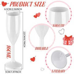 Domensi 40 Pack White Acrylic Champagne Flutes Bulk 6 oz Unbreakable Reusable…
