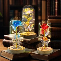 LED Eternal Galaxy Rose in Glass Enchanted Forever Flower Thanksgiving Xmas Gift