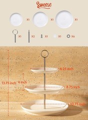 Sweese Porcelain 3-Tier Cupcake Stand – Elegant White Porcelain Cake Stand New