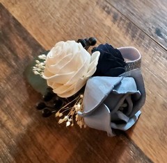 Dusty Blue Pink Sola Wood Cascade Bridal Bouquet Navy Blush Wedding Flowers