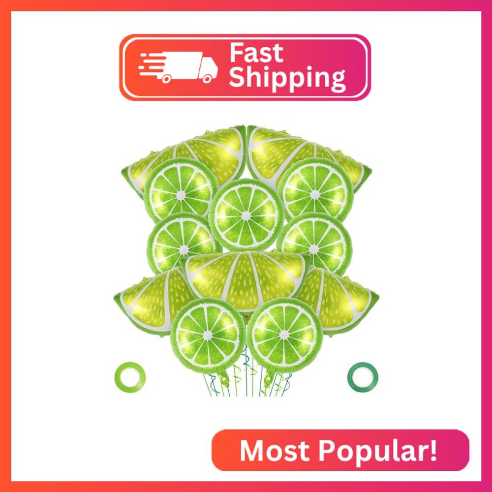 Lime Fruit Balloons – 12 Pcs Green Lemon Foil & Mylar Balloons for Summer Lime L