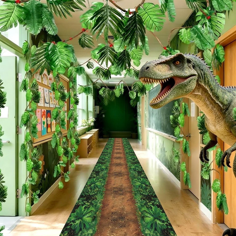 Dinosaur Jungle Party Decoration 42×118 Inches Forest Path Runner Rug Dino Ju…