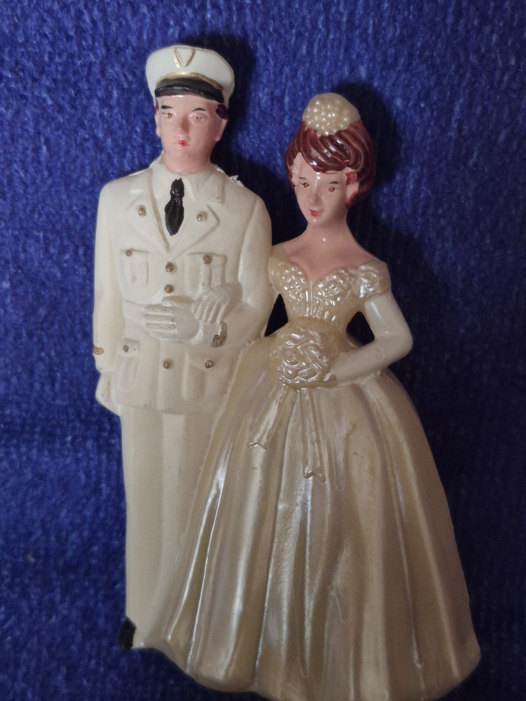 Maid of Scandinavia Vintage New Old Stock Cake Topper Groom in Uniform Navy