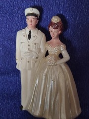 Maid of Scandinavia Vintage New Old Stock Cake Topper Groom in Uniform Navy