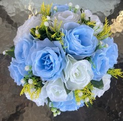 Bouquet Wedding Centerpiece Artifical Silk Floral Ball Circular Decoration Blue
