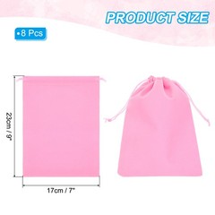 8Pcs Velvet Gift Bags 7 x 9″ Velvet Drawstring Jewelry Pouches Pink