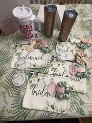 Bridesmaid Gift Set Tumblers Makeup Bags Scrunchies Bride Cup Wedding Party