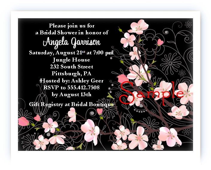 20 Personalized Custom Cherry Blossom Bridal Shower Invitations Set Wedding