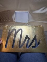 David Tutera Mr & Mrs Chair Signs Table Decoration Set Gold Gray Wedding 3pc