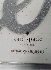 NEW Kate Spade New York Silver Glitter «His Hers» Bridal Chair Signs