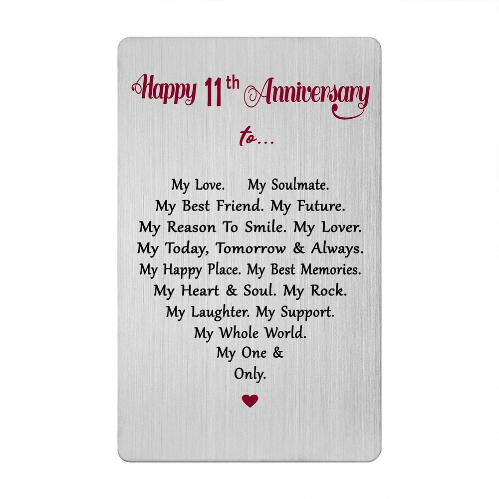 11 Year Anniversary Card for Him Her Women Men- Steel 11th Wedding Anniversar…