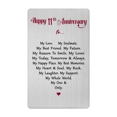 11 Year Anniversary Card for Him Her Women Men- Steel 11th Wedding Anniversar…