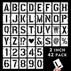 2 Inch Letter Stencils, 42Pcs PET Letter Stencil for DIY Project Art Craft Sp…
