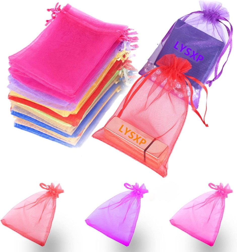 100 Pcs 4×6 Inch Organza Gift Bags with Drawstring for Jewelry Favor Candy