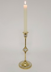 Candle Holder Brass Mother of Pearl Inlay Round 4″Dia 10″High Set of 2
