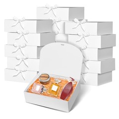 12Pack White Gift Boxes with Lids, 12×9.8×3.1 Inch Gift White with White Ribbon