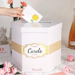 Elegant Card Box Holder 14x12x12 Inches Wedding Graduation Birthday White Box