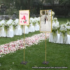 Set Of 2 Gold Wedding Reception Welcome Display Stands Floor Mount