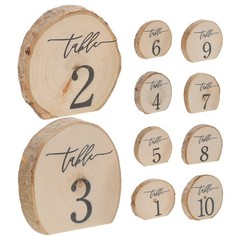 10Pcs Natural Wood Rustic Table Numbers Semi Circle Signs for Wedding Reception