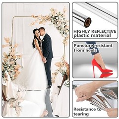 3.3 x 98.4 ft Aisle Runner for Wedding Ceremony Double Sided Reflective Silver