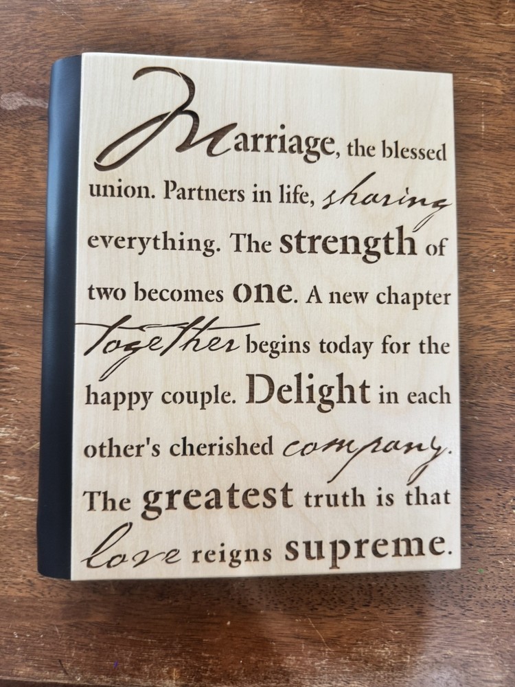 Wood Cover Wedding Marriage Memory Photo Album New Holds 72 4×6 Photos