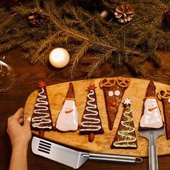 4 Pcs Stainless Steel Pie Spatula Serrated Cake Cutter with Comfortable Handle