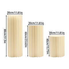3-piece Foldable Paper Column Display Stands W/ Lights For Graduation/birthday