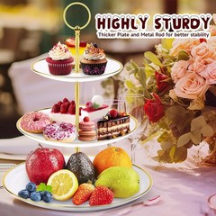 Elegant 3-Tier Cupcake Stand with Gold Edges for Stunning Dessert Displays