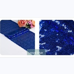 royal blue glitter sequin table runner wedding anniversary party cake table deco