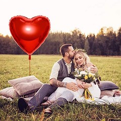 4 Pieces 32 Inches Large Heart Shaped Balloons Huge Red Foil Balloons