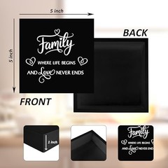 Family Sign, Wooden Box Decor 5×5 in Family Shelf Decor, Family Plaque Black