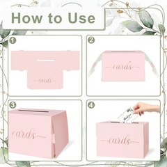 Pink Card Box Party Gift Paper Holder Rose Gold Foil Design Wedding Receptions