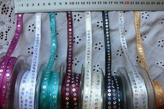 Satin Ribbon with Sequins Centre GOLD 9mm wide – 5Metres AL14