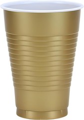 Gold Solid Color Plastic Party Cup 12 Oz. 20 Count Premium Quality & Durable