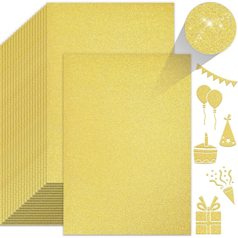 BOOKNOW 27 Sheets Gold Glitter Cardstock, 8.27″ x 11.7″ (A4 Medium,
