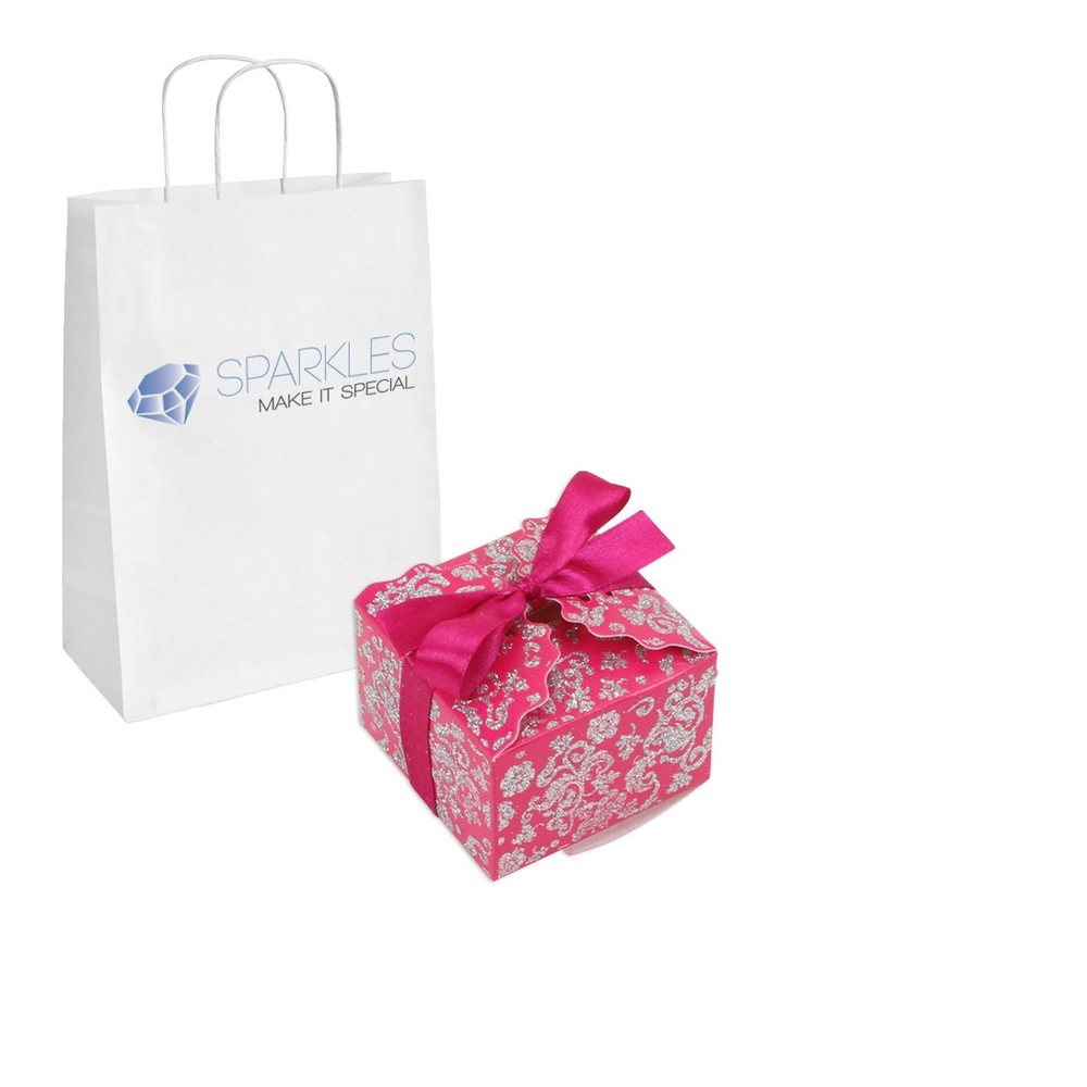 50 Fuchsia Silver Medium Ribbon Wedding Favor Gift Boxes Party Event Candy Box