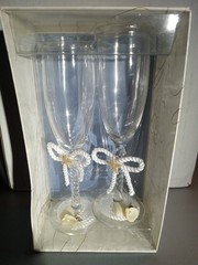 Lillian Rose Glass Designer champagne toasting flutes seashell starfish knots