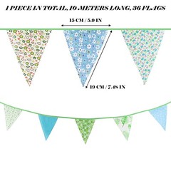 Vintage Charm 33 Ft Vintage Floral Cotton Bunting Banner with 36 Flags