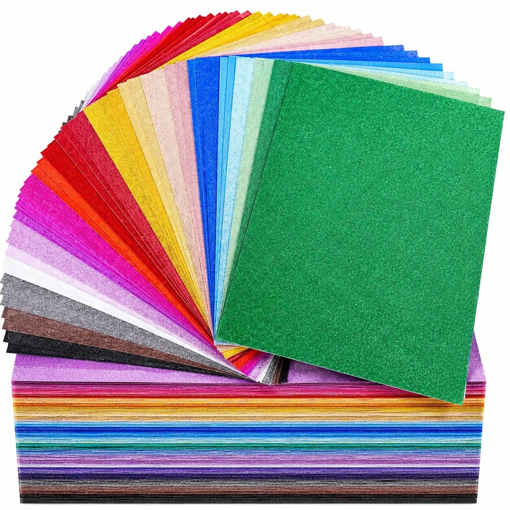 Glitter Colored 8.5 in x 11 in-250 gsm-150 Sheets, 25 colors
