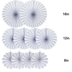 Party Hanging Paper Fans Decorations Set, White Round Paper Fan Ceiling Party…