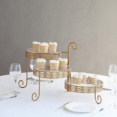Gold Clear 28″ Round 3-Tier Metal Rotating Cupcake Stand Acrylic Plates Party