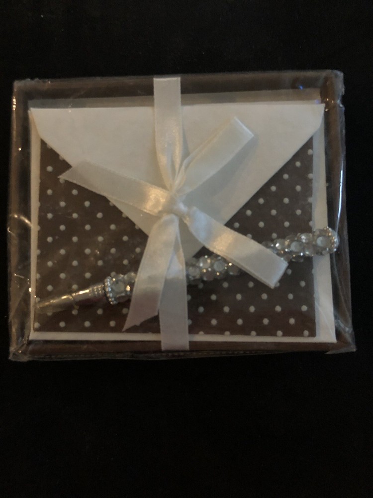 World Paper six paper tree free notes crystal pen Brown White Polka Dots Cotton