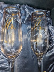 Wedding Gift MRS. Mr Champagne Flute/ Glass Personalization Lab