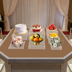 7pcs Acrylic Cake Display Stands Cupcake Stands Buffet Risers Set For Exhibition