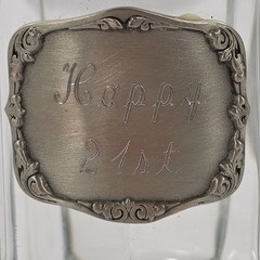 6″ Glass Beer Mug w/ Engraved «Happy 21st» Pewter